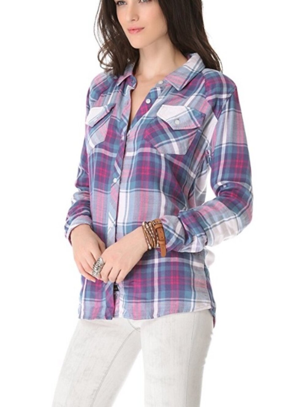 Rails Kendra Plaid Button Front Long Sleeve Shirt Size XS